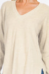 Waffle Knit Vneck Pullover