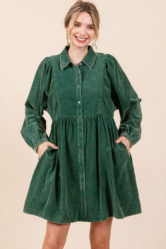 Washed Cotton button up dress