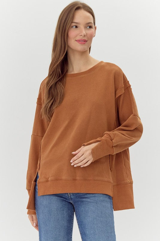 Lightweight Sweatshirt with side slit detail