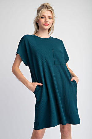 Textured front pocket dress