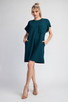 Textured front pocket dress