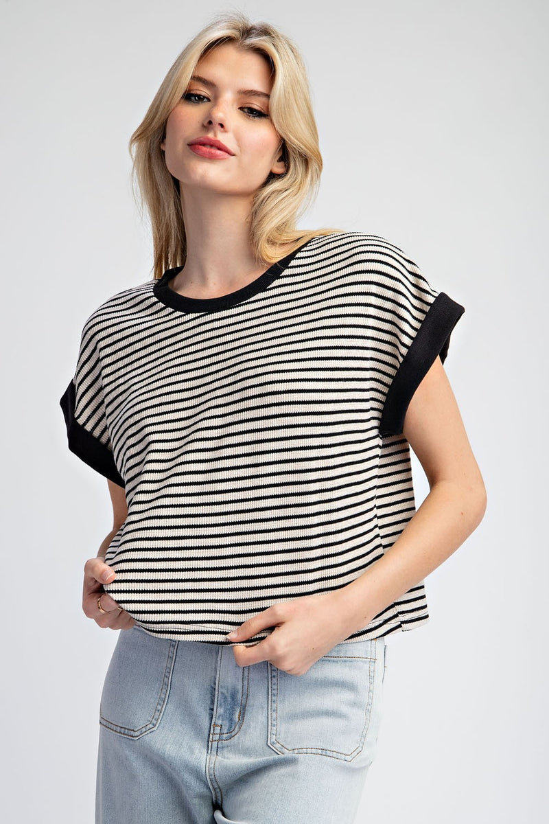 Stripe Short Sleeve Top