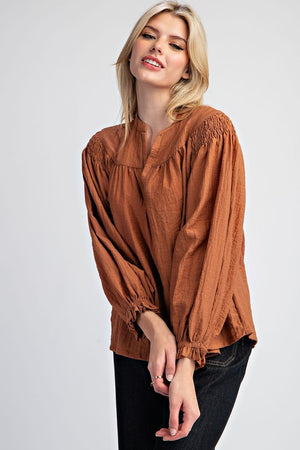 Crinkle Notched Long Sleeve