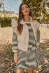 Green Stripe 3/4 sleeve dress