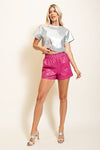 Pink Faux Leather Shorts