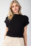 Solid Crop Short Sleeve Sweater