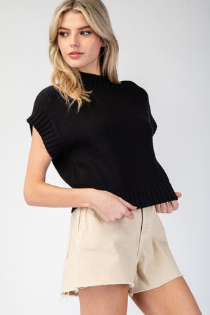 Solid Crop Short Sleeve Sweater