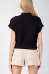 Solid Crop Short Sleeve Sweater