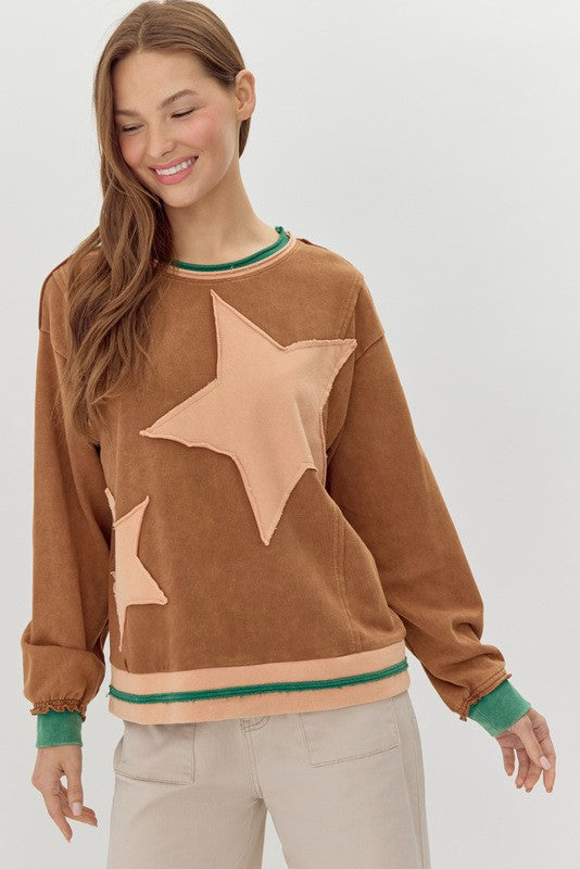 Star Patch Sweatshirt Top