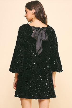 velvet ribbon mini dress Velvet Sequin Mini Dress w/ bow tie back – OhSewPeachy