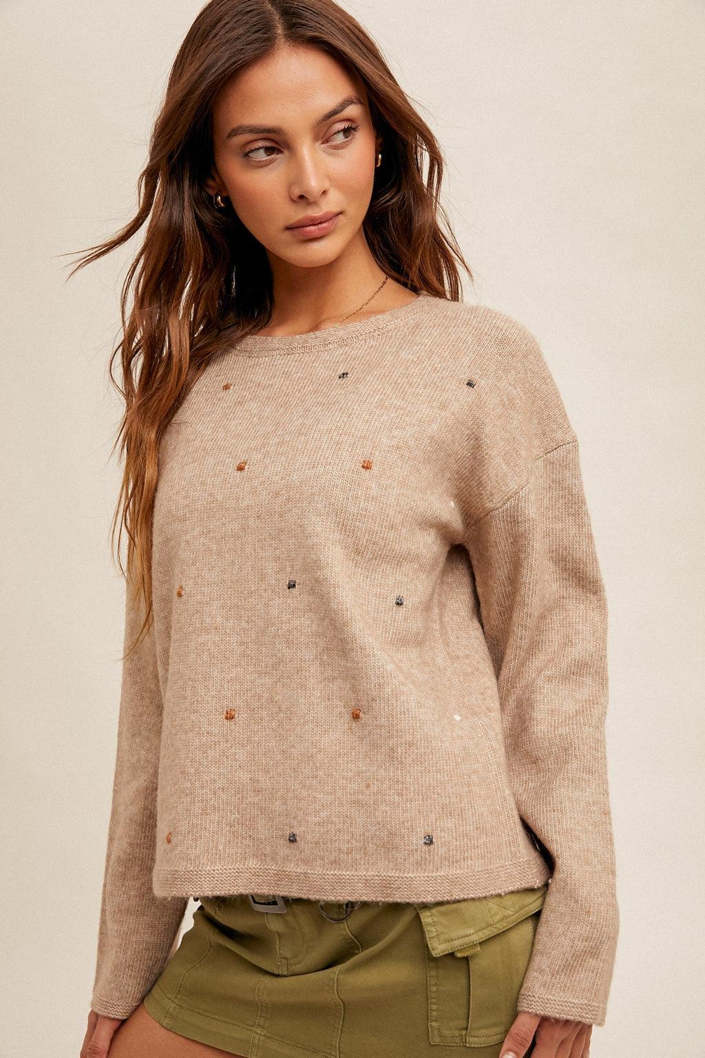 Multi dot neutral sweater