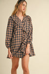 Plaid Ruffle Front Dress