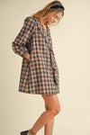 Plaid Ruffle Front Dress