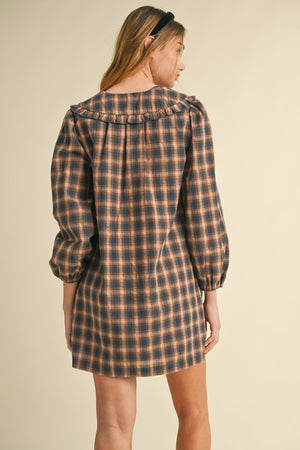 Plaid Ruffle Front Dress