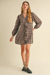 Plaid Ruffle Front Dress