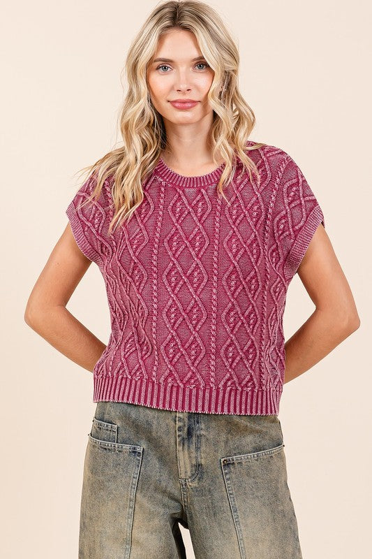 Magenta short sleeve sweater