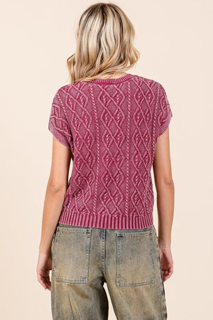 Magenta short sleeve sweater