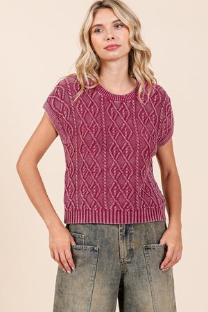 Magenta short sleeve sweater