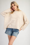 Check neutral mock neck sweater