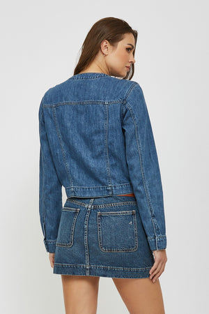 HIdden no collar Jean Jacket