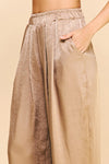 High Waist Taupe Satin Pants