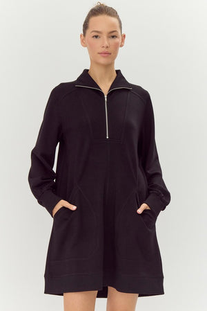 Half zip long sleeve scuba dress