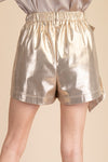 Metallic shorts with front tie