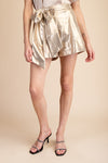 Metallic shorts with front tie