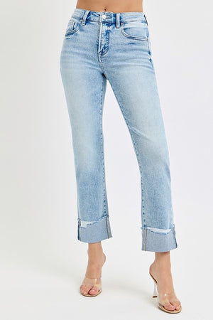 Risen Tummy Control cuff jeans