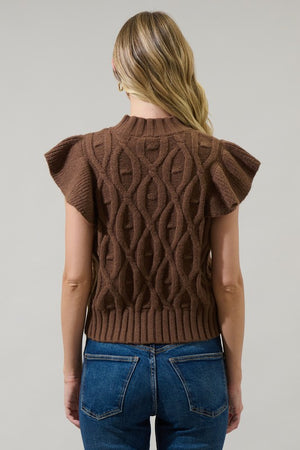 Flutter Sleeve Cable knit sweater