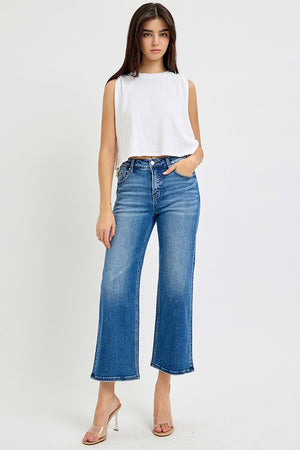 Risen Mid Rise Tummy Control Crop Denim