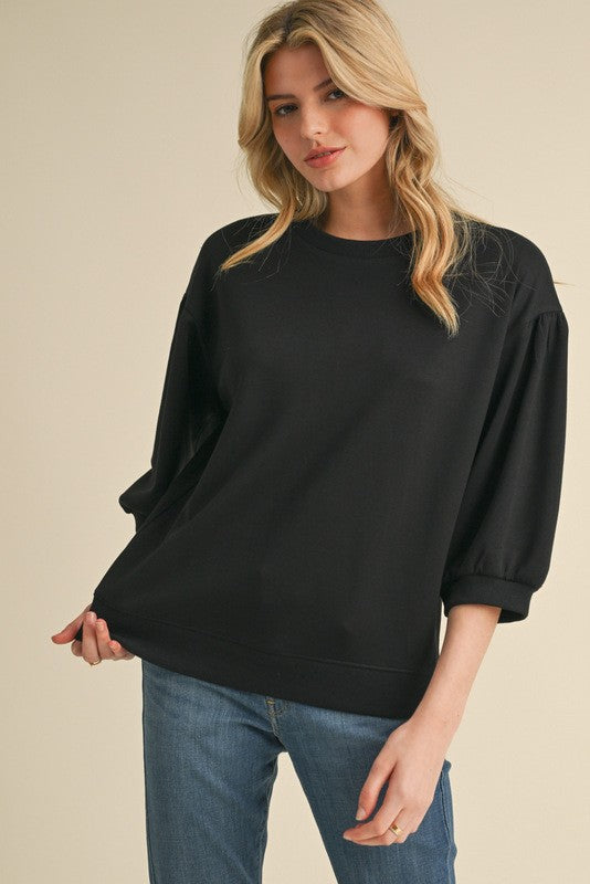 3/4 Sleeve Scuba Sweatshirt