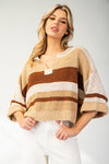 Stripe notched neckline top