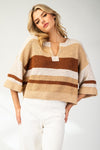 Stripe notched neckline top