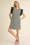 Bailey Stripe Print Flutter Sleeve Dress