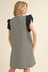 Bailey Stripe Print Flutter Sleeve Dress