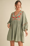 Sage Embroidered Dress