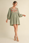 Sage Embroidered Dress