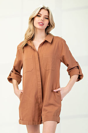 Button down long sleeve romper