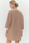 Rust Stripe 3/4 sleeve dress