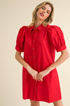 Button up shift dress with front trim detail