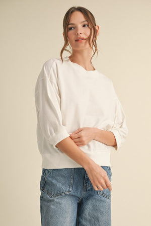 Solid 3/4 Dolman Sleeve Sweatshirt