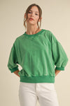 Solid 3/4 Dolman Sleeve Sweatshirt