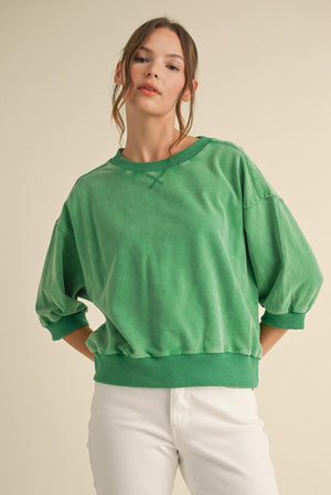 Solid 3/4 Dolman Sleeve Sweatshirt