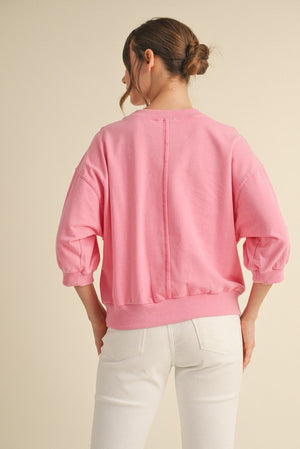 Solid 3/4 Dolman Sleeve Sweatshirt