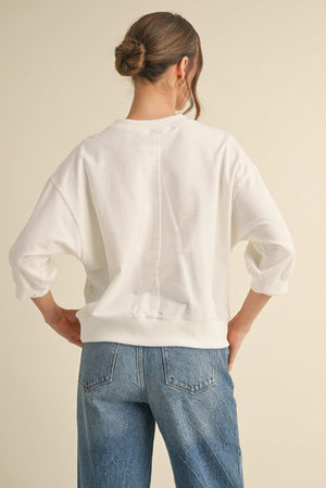 Solid 3/4 Dolman Sleeve Sweatshirt