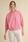 Solid 3/4 Dolman Sleeve Sweatshirt