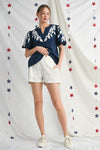 Leaf Embroidered Blouse