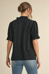 Smocked Frill Vneck Blouse