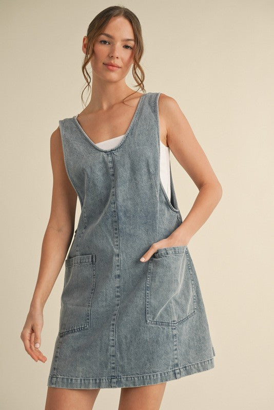 Denim Buckle Overall Dress